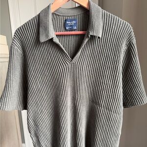 Abercrombie & Fitch Light Brown Ribbed Knit Polo